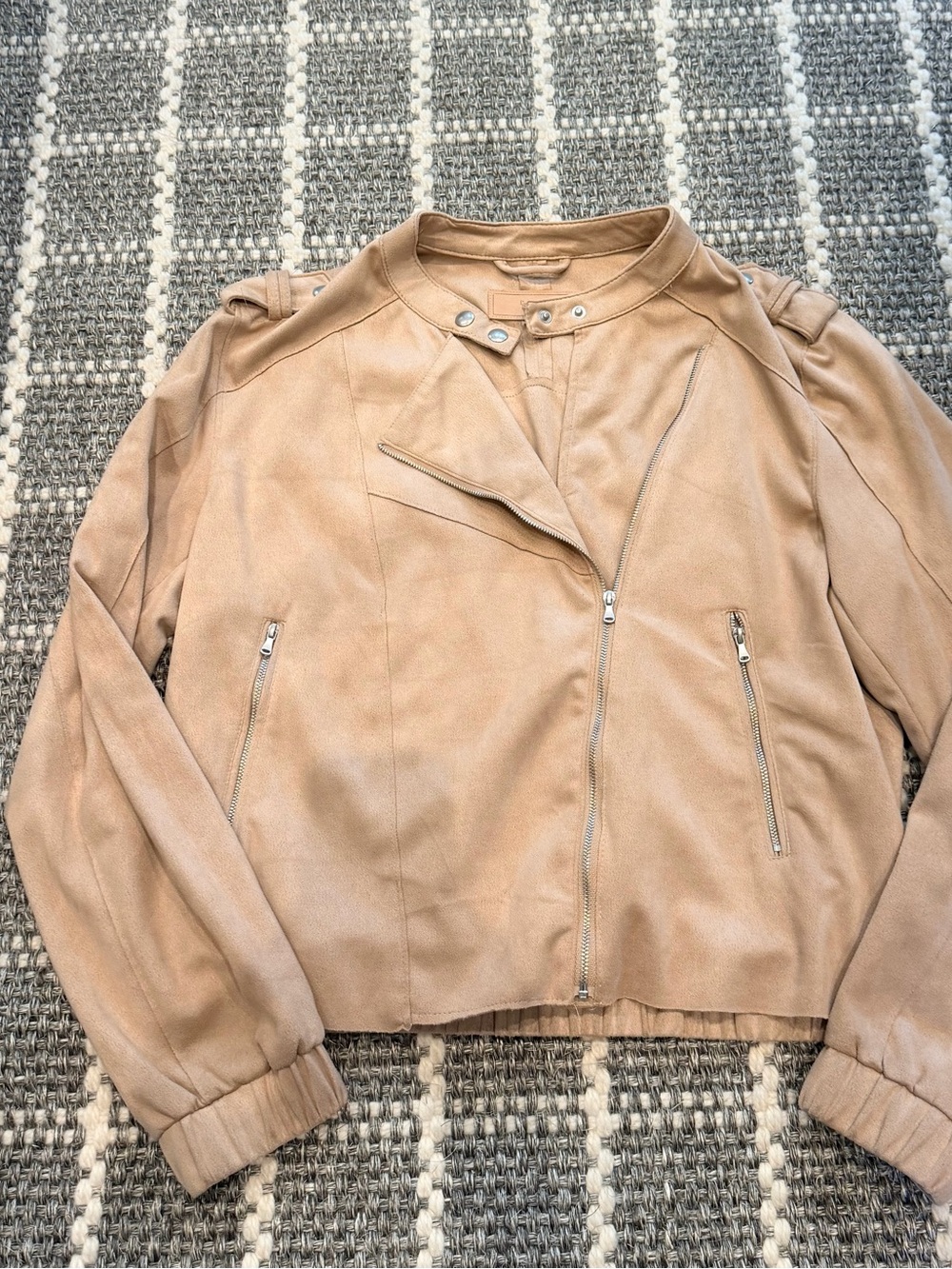 Blank NYC Tan Faux Suede Biker Jacket